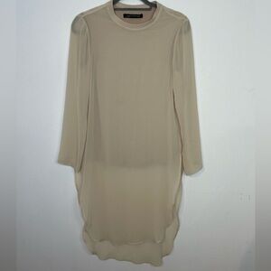 Zara neutral chiffon slits high low blouse
